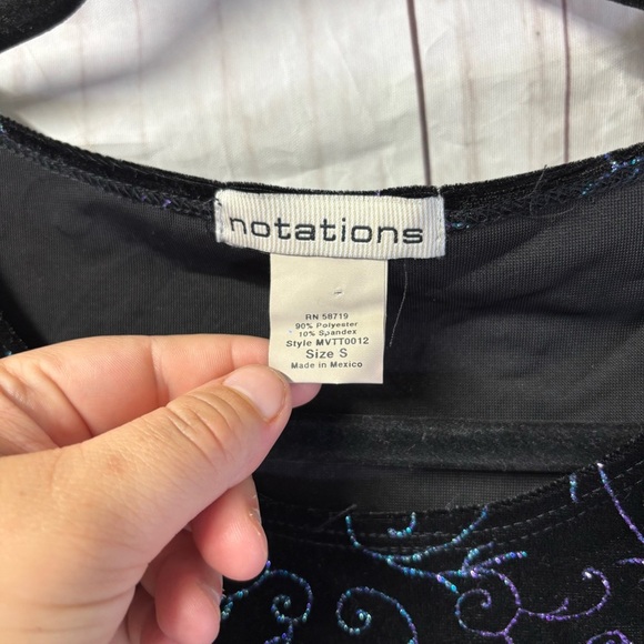 Vintage Notations Women's Sparkly Black and Purple Velvet Celestial Tank Top S - Picture 3 of 6